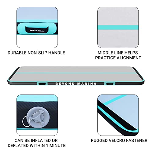 BEYOND MARINA Air Gymnastics Tumble Track 4/8 inches Thickness Inflatable Tumbling 10ft/13ft/16ft/20ft Air Mats for Home Use Training/Cheerleading/Yoga with Electric Pump, 10'x3.3'x4'', Carbon-mint