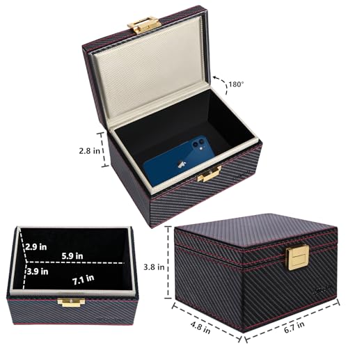 TICONN Faraday Box, Car Key Fob Protector, Carbon Fiber Signal Blocker for Keyless Fob, RFID Signal Blocking Pouch Cage
