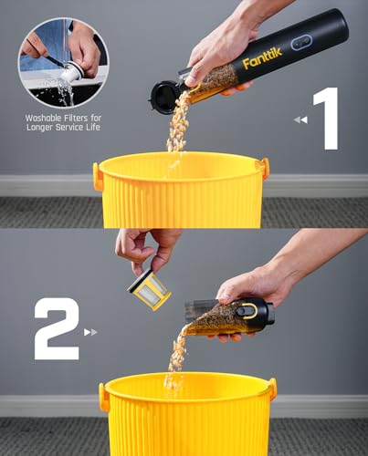 Fanttik Slim V8 Apex Car Vacuum, 19000PA High Power, 4 in 1 Portable Mini Vacuum, 2.5H Type-C Fast Charge, Up to 40 Mins Runtime, RobustCleanโข Handheld Vacuum for Car, Home, Keyboard Cleaning, Black