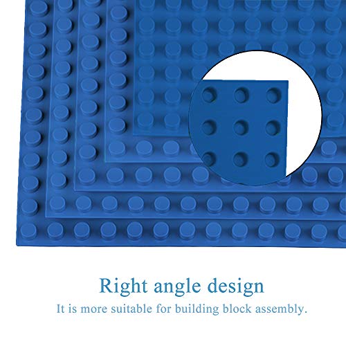 JNZong Classic Baseplates Building Base Plates for Building Bricks 100% Compatible with Major Brands-Baseplates 10" x 10", Pack of 6 (Blue)
