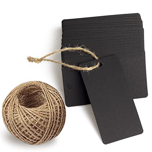 100pcs Kraft Paper Gift Tag, 4x8cm Merchandise Tags,Price Tags,Blank Rectangle Marking Tags for Gift Wrapping and DIY Projec-3.1" x 1.5",Black