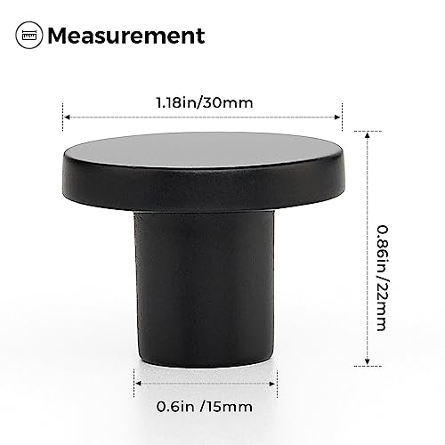Ravinte 5 Pack Cabinet Knobs Black Kitchen Cabinet Knobs Round Dresser Drawer Knobs Matte Black Drawer Pulls Closet Door Knobs 1-1/5 Inch