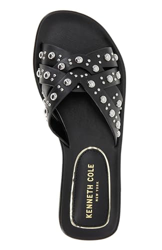 Kenneth Cole Women's Women's JULA Stud Flat Sandal, EGRET, 10