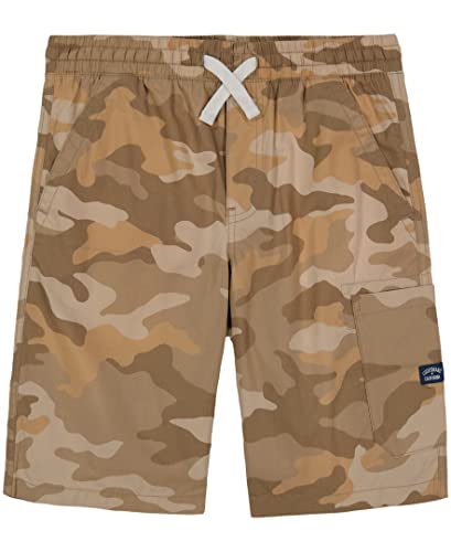 Lucky Brand Boys' Pull-On Cargo Shorts, Drawstring Closure, Irish Cream Camo GC04, 6