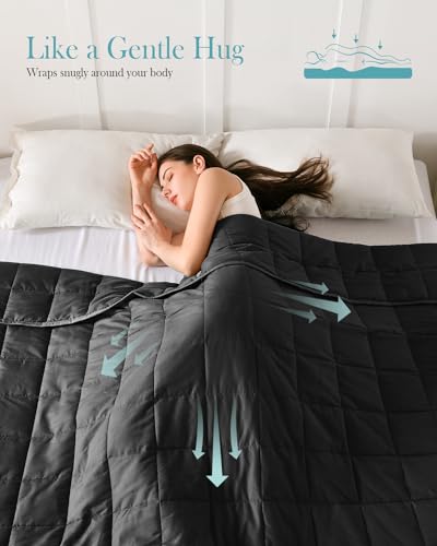 Topblan Weighted Blanket for Adults, Breathable Cooling Weighted Blanket, High Breathability Blanket 12lbs, Soft Material with Glass Beads for All Season, Sofa Bed, 48"x72" Twin Size, Black