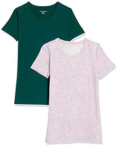 Amazon Essentials Women's Classic-Fit Short-Sleeve Crewneck T-Shirt - Discontinued Colors, Pack of 2, White/Navy, X-Large