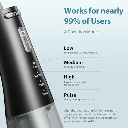 Onlyone Water Dental Flosser Pick for Teeth, 300ML Portable Oral Irrigator, Rechargeable Travel Irrigation Cleaner, Professional Electric Flossing Cleaning Picks for Teeth Cleaning,IPX7 Waterproof