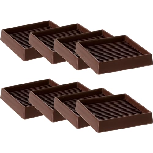 CalPalmy 2X2 Square Rubber Furniture Caster Cups with Anti-Sliding Floor Grip (Set of 8) - Customer Trusted Floor Pads for Furniture Legs and Furniture Floor Protectors