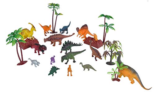 Wild Republic Dinosaur Bucket, Dinosaur Animal Figurines Set, T Rex, Triceratops, Velociraptor, Spinosaurus, Stegosaurus & More, 23 Piece Set