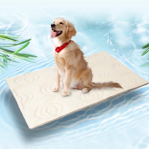 Thirdream Dog Crate Mat, Soft Dog Kennel Pad for Small Dog Sleeping, 36" x 23"x1", Pet Puppy Cat Washable Pad for Cages Bed Kennels Sofa Floors Portable Beige Yellow