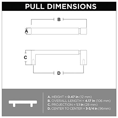 Franklin Brass Asymmetric Notched (10-Pack) Cabinet Handles 3-3/4" Brushed Nickel Cabinet Pulls Handles for Cabinets and Drawers Cabinet Hardware Dresser Handles Drawer Pulls P40823K-SN-C