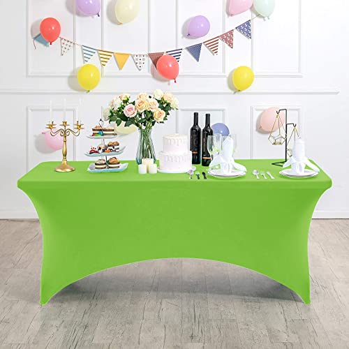Hezuzo Spandex Table Cover for 6Ft Table Universal Fitted Stretch Tablecloth for Party, Banquet, Wedding and Events-Ivory