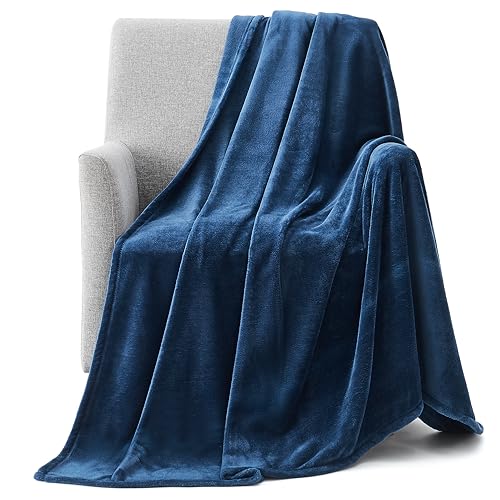Casual Living 32590 Full-Queen Size Fluffy Silky Smooth Cozy Soft Pet Friendly Water Resistant Lightweight Machine Washable Fleece Bed Blanket Sofa Cover for Bed Sofa Chair and Couch, Full/Queen, Blue