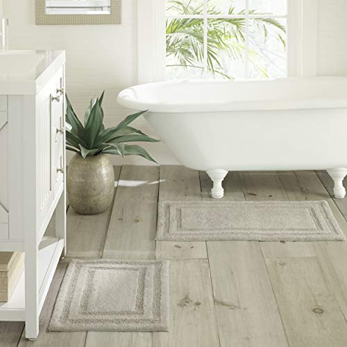 Tommy Bahama - Bathroom Rugs, Cotton Bath Mat, Highly Absorbent Bathroom Decor (Isla Grey, 2 Piece)