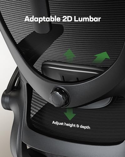 Marsail Ergonomic Office Chair: Office Computer Desk Chair with High Back Mesh and Adjustable Lumbar Support Rolling Work Swivel Task Chairs with Wheel 3D Armrests and Headrest