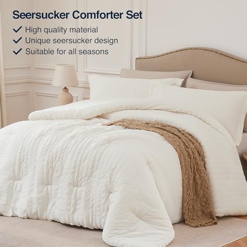 Quataly Black Twin/Twin XL Comforter Set - 2 Pieces Seersucker Lightweight Bedding Comforter Sets (1 Soft Fluffy Comforter & 1 Pillowcase) - All Seasons Cozy Modern Bed Sets for Women Men