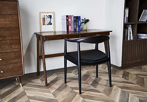 Forsho Kennedy Armchair Upholstered Dining Chair, Presidential Mid-Century Modern Accent Chair in Black