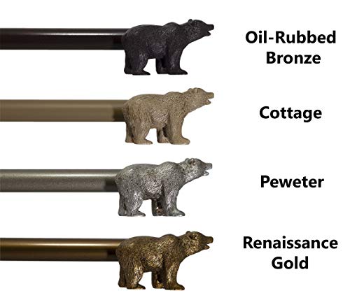 Urbanest 3/4” Farmhouse Bear Adjustable Window Treatment Single Curtain Rod, 28"-48", Cottage