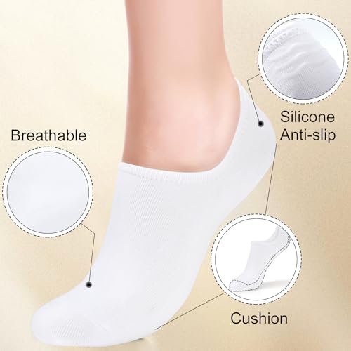 GUUNIEE No Show Socks Womens 4 Pairs Black White Pairs Invisible Liner Non Slip Low Cut Socks