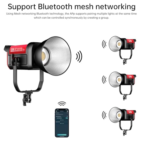 GVM LED Video Light Studio, 200W Studio Light Continuous Lighting Kit for Bluetooth Mesh Network/DMX Control, 45400lux/1m Photography Lighting Kit with Video Recording,12 Lighting Effects