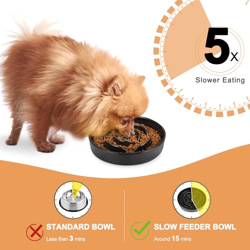 Sted Puzzle Slow Feeder Dog Bowl, Slow Eating Dog Dishes for Medium Large Dogs, Slow Down Eating for Dog Fast Eaters, Dog Maze Slow Feeder Bowl, Blue