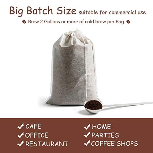 HOMYHEE Disposable Cold Brew Coffee Filters - 50 Count Single Use Filter Sock Packs Fine Mesh Brewing Bags for Concentrate, Iced Coffee Maker, French/Cold Press Kit, Tea in Mason Jar, 8 x 12 Inches