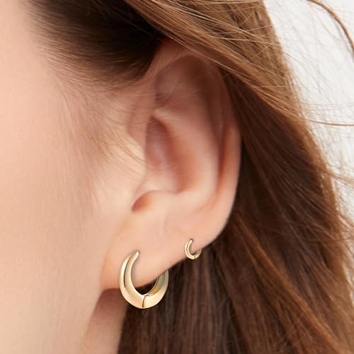 HILXURY 6 Pairs Gold Hoop Earrings for Women, 14K Gold Plated Chunky Huggie Hoop Earrings Set Hypoallergenic, Lightweight Twisted Open Hoops Jewelry for Christmas/Birthday Gifts. (1Gold)