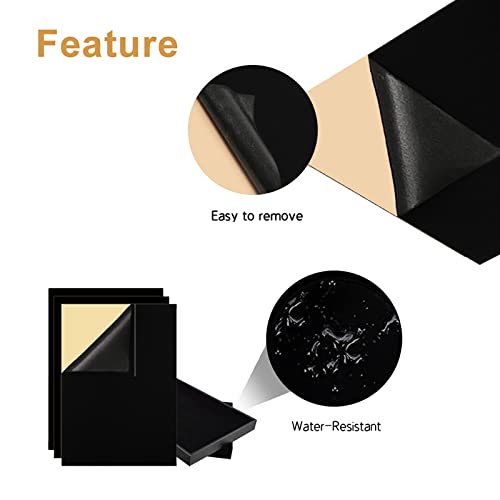 YaoHui 3-Pack Self-Adhesive Felt Sheets, Peel & Stick, A4 Size (8.3" x 11.8", Black)