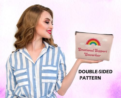 Dwept Emotional Support Coworker Makeup Bag, Employee Appreciation Gifts, Coworkers Gifts for Women Colleagues Pink Cosmetic Bag for Purse, Farewell Gonging Away Gifts for Work Friends Beauty Bag