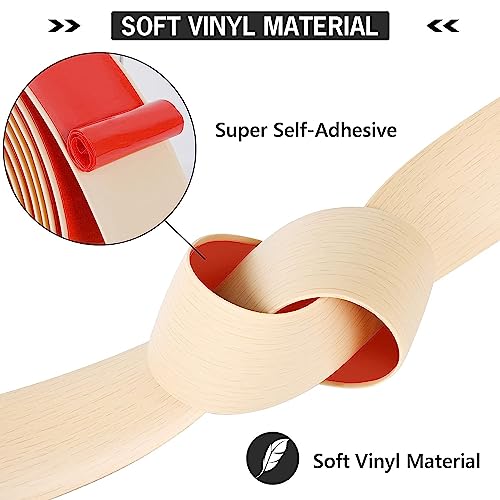 5Ft Floor Transition Strip Self Adhesive Vinyl Cover Floor Strip Flat Divider Transition Strip Wood Grain Design for Laminate Floor Gaps and Doorway Transitions (5Ft x 2 Inch, Light Brown)