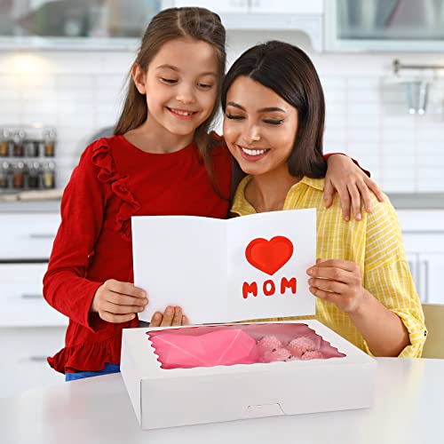 Tcoivs 20-Pack Bakery Boxes with Window, 12" x 8" x 2.5", Large White Cookie Boxes, Auto-Popup Treat Boxes for Pies, Cakes, Muffins, Donuts and Pastries
