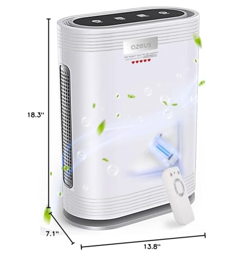 AZEUS True HEPA Air Purifier for Home, Up to 2160 sq ft Large Room, UV light | Ionic Generator | Office or Commercial Filter 99.97% Pollen Smoke Dust Pet Dander Auto Mode Sensor