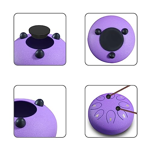 REGIS rain drum for outside,Steel Tongue Drum 8 Notes 6 Inches Chakra Tank Drum Steel Percussion Padded Travel Bag and Mallets,Musical Education Entertainment Meditation Yoga Zen Gifts(Lavende)