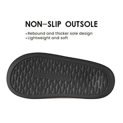 posee Pillow Slippers Slides for Women & Men, Non-Slip Cloud Slides House Bedroom Shoes Shower Sandals Indoor & Outdoor, Black, 6-6.5,Women/5-5.5,Men