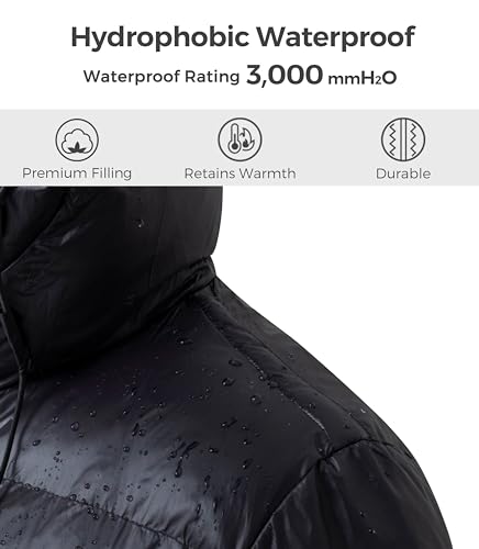 wantdo Men's Winter Warm Jackets Puffer Jacket Waterproof Quilted Thicken Parka (Black S)