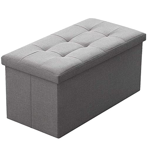 Camabel Folding Storage Ottoman Bench Cube Holds Up to 660lbs 30 inch Storage Bench with Memory Foam Seat Ottoman with Storage Footrest Padded Upholstered Tufted for Room BG364