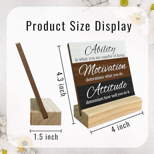 FUGWN Funny Office Desk Decor, Funny Motivational Wood Desk Sign, Funny Inspirational Gifts for Coworkers Women Friends, I Match Energies Wooden Plaque with Wood Stand for Home Office Table Decor