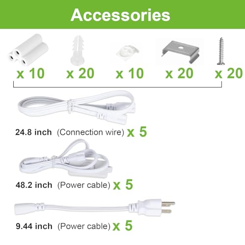 6 Pack 4FT LED Shop Light, 40W, 5200LM, 6500K Super Bright White, V Shape Integrated T8 LED Tube Light, 4 Foot Linkable Shop Lights with Built-in ON/Off Switch for Garage, Warehouse, Workshop