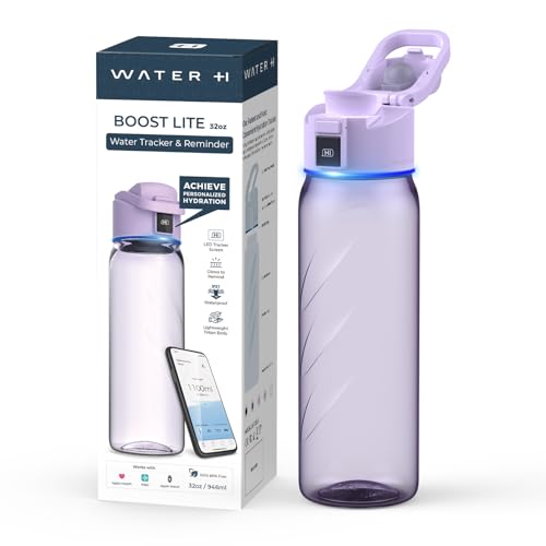 WATERH BOOST Smart Water Bottle with Reminder to Drink Water & Water Tracker Bottle - Double Wall Vacuum Insulated Water Bottle Stainless Steel, Wide Mouth 32 oz Water Bottles, Ideal for Gift - Blue