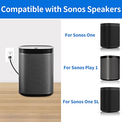 Pair of 1.15Ft Short Power Cord for Sonos One/One SL/Play 1 Speaker Power Cable with 90 Degree Angle - 2 Prong Power Cable Replacement Cord for Sonos Power Plug Cable Speaker Accessories, Black