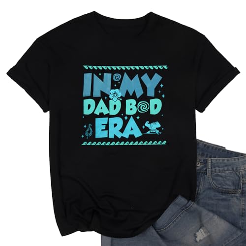 in My Dad BOD Era Shirts Men Funny Dad Shirt Retro Father's Day Letter Printed Shirt Black