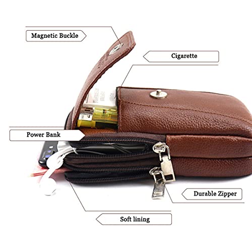 Leather Cell Phone Pouch Belt Clip Holster Case Compatible for iPhone 13 Pro Max 12 Pro Max Samsung Galaxy Note 20 Ultra M22 A52 Crossbody Phone Bag Men Women Purse with Shoulder Strap (Black)