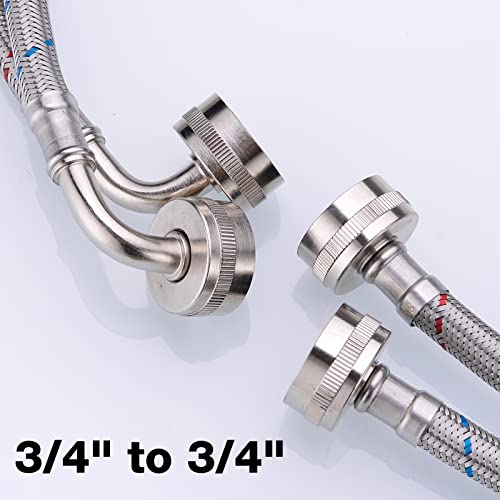 Washing Machine Hoses 4 Ft Premium Stainless Steel Braided Hose with 90 Degree Brass Elbow, Burst Proof (2 Pack) Red and Blue Water Connection Washer Inlet Supply Lines by TRUSTMI