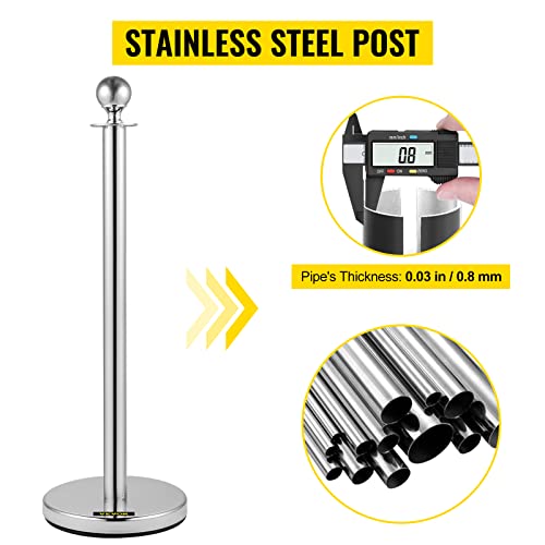 VEVOR Velvet Ropes and Posts, 8 Pcs, 5 ft Red Velvet Rope, Stanchion Post with Ball Top, Crowd Control Barriers, Red Carpet Poles for Party Supplies