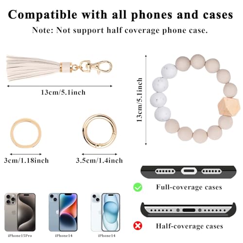 Lostars Silicone Beaded Phone Bracelet Strap,Cell Phone Wrist Strap with Tether Tab,Elastic Hands-Free Cell Phone Wristlet (Green)