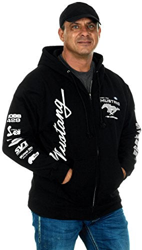 JH DESIGN GROUP Men's Ford Mustang Collage Black Zip Up Hoodie Sweatshirt (Small, CLG2-black)