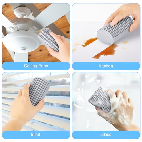 YFUIF 2-Pack Damp Clean Duster Sponge, Magic Sponge Eraser Baseboard Cleaner Tool, Dusters for Cleaning Blinds, Glass, Vents, Railings, Mirrors,Window Track Grooves and Faucets