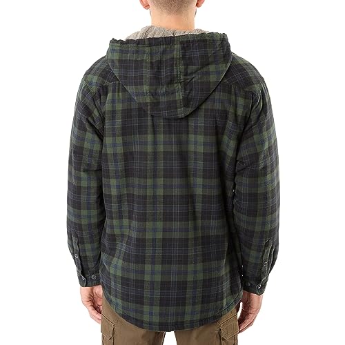 Smith's Workwear Men's Sherpa-Lined Hooded Flannel Shirt-Jacket, Blackwatch-463