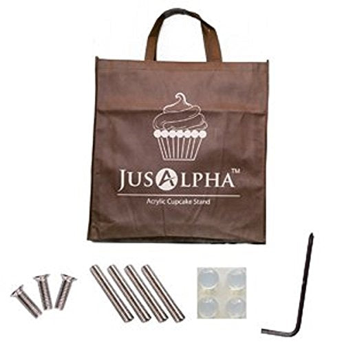 Jusalpha 4 Tier Round Acrylic Cupcake Stand-cake stand-dessert stand, cupcake Tower (4 Tier With Base) (4RF-Small)