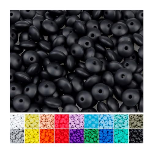 180Pcs FIVEIZERO Silicone Lentil Beads Bulk, 12mm Silicone Abacus Focal Beads Silicone Beads Bulk Colorful DIY Loose Beads for Bracelet Necklace Crafts Pen Making(Lavender)